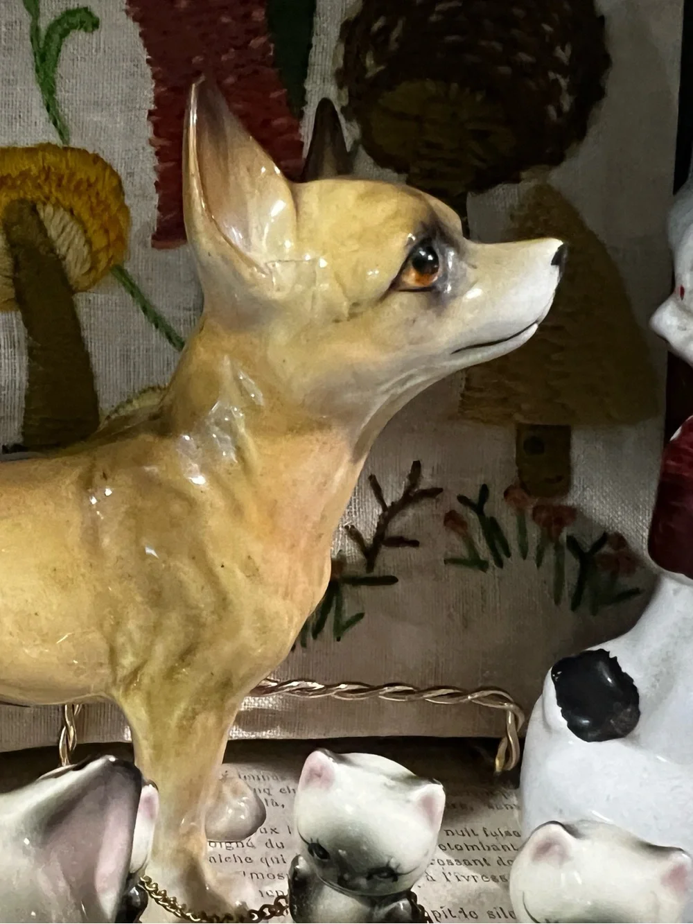 Vintage UCAGCO Japan Chihuahua Dog Figurine Porcelain Ceramic Mid Century